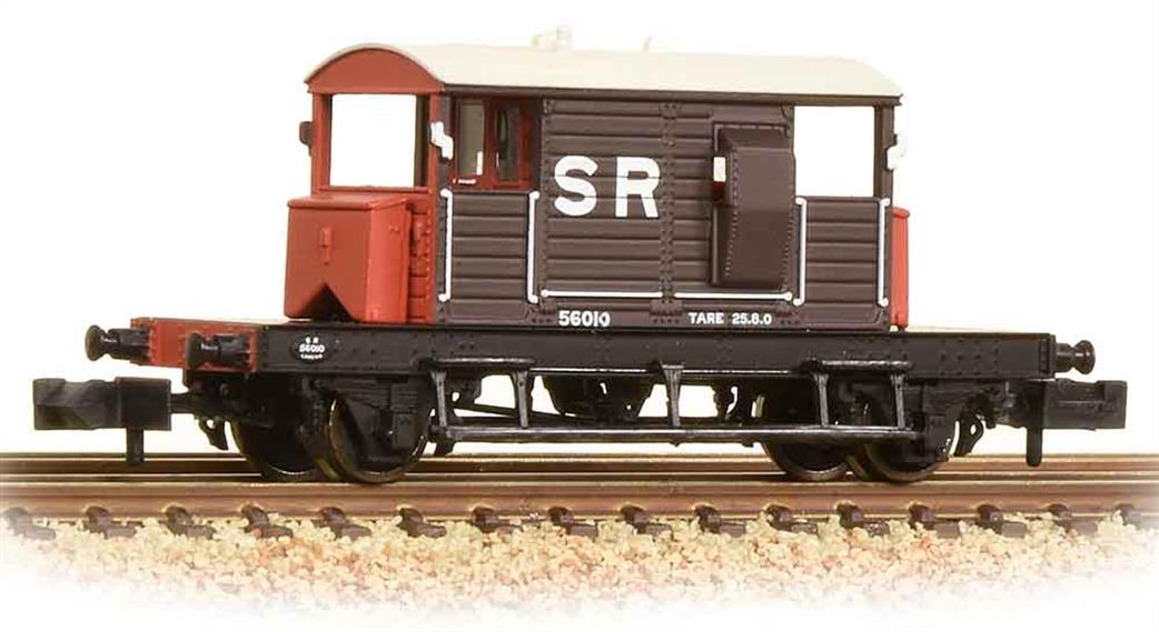 Graham Farish N 377-850A SR 25 Ton Pill Box Brake Van SR Brown White Roof & Red Ends