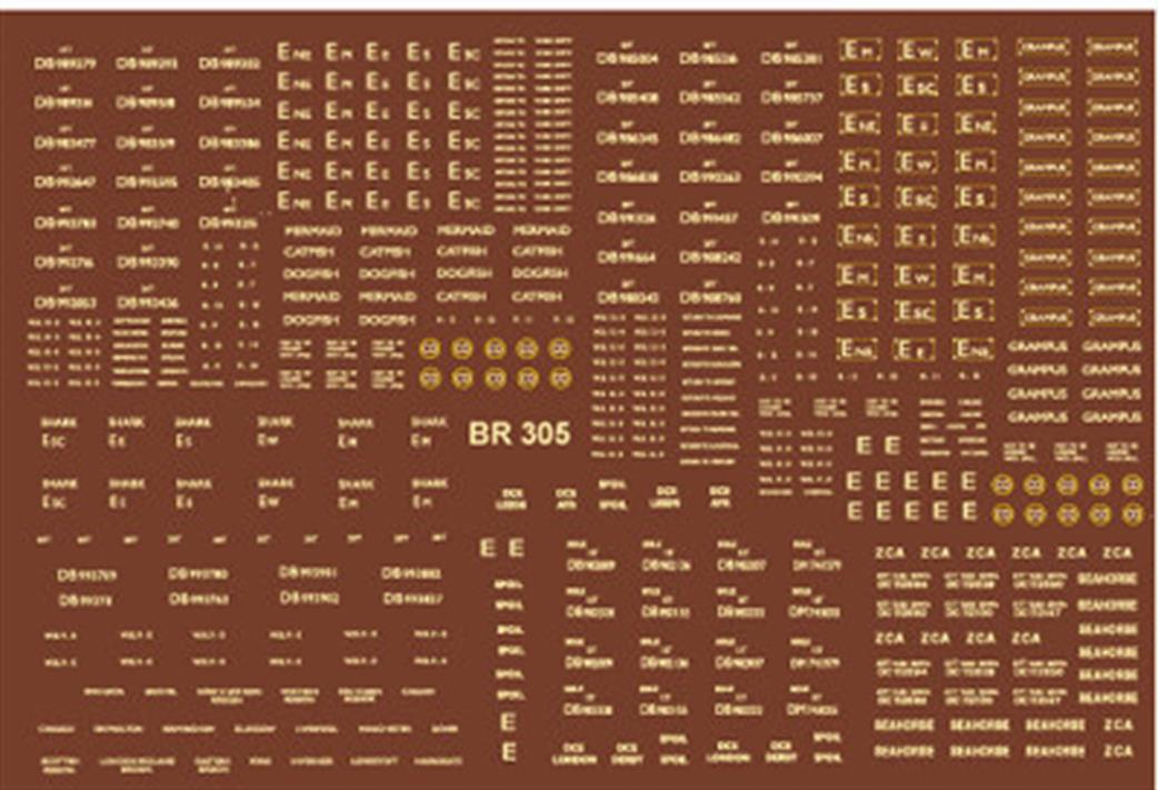 Modelmaster Decals OO BR305 British Railways Wagon Lettering Engineering Department Wagons 1948-1965 Straw