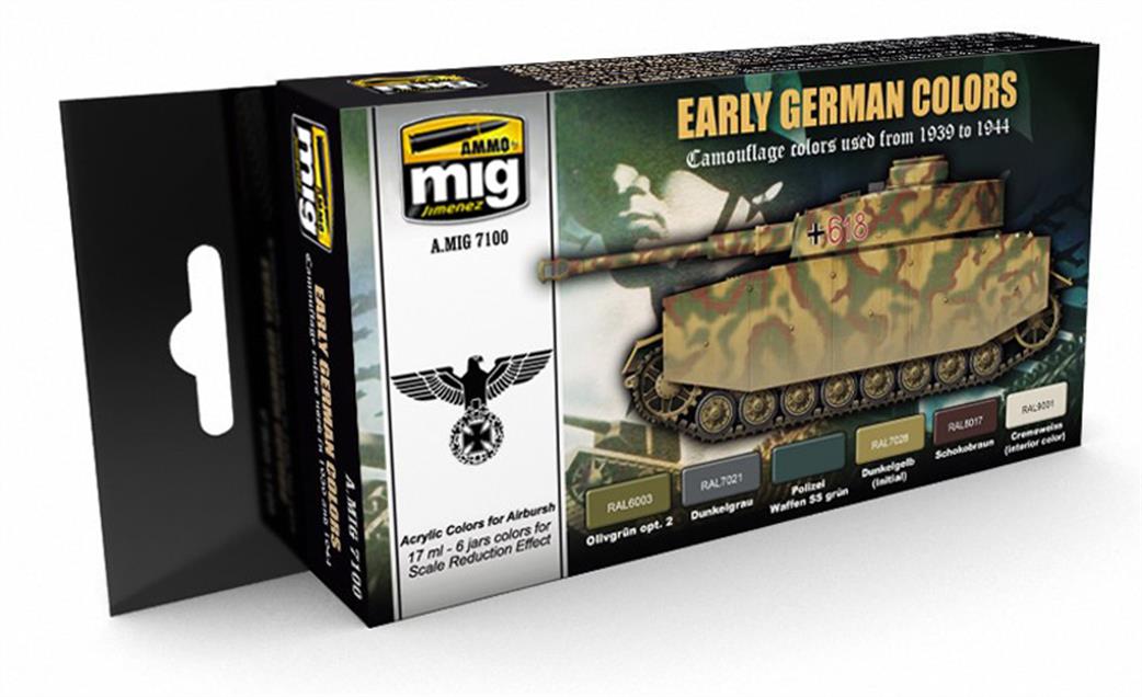 Ammo of Mig Jimenez  A.MIG-7100 Early German Military Vehicles Colours Set