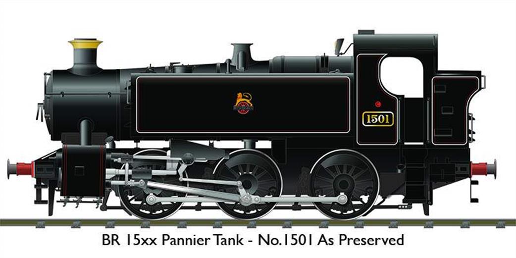 Rapido Trains OO 904505 BR 1501 GWR 15xx Design 0-6-0PT Pannier Tank Lined Black Late Crest As Preserved DCC Sound