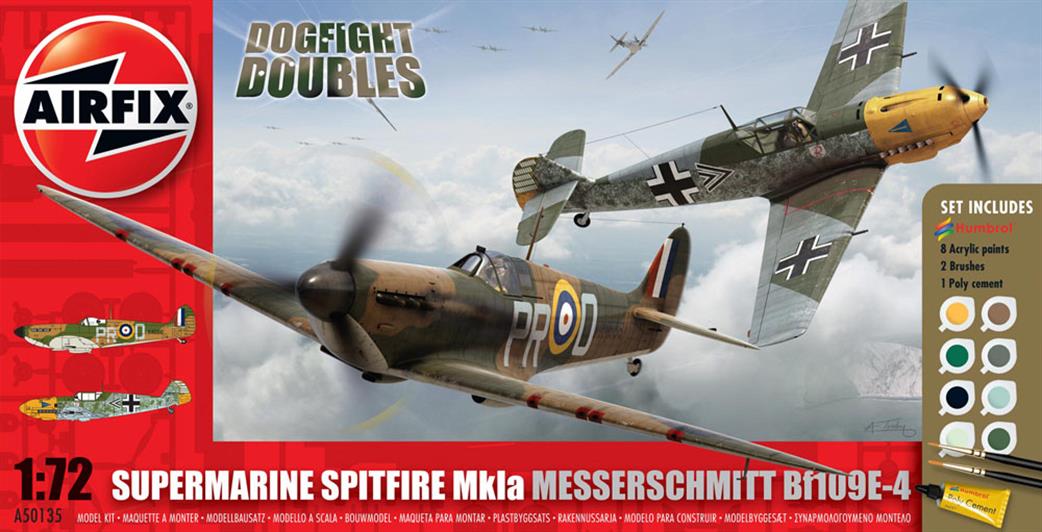 Airfix 1/72 A50135 Spitfire Mk1a & Messerschmitt Bf109 Dogfight Double Gift Set