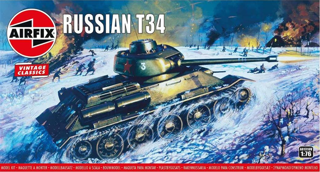 Airfix 1/76 A01316V Russian T34 Tank Kit WW2