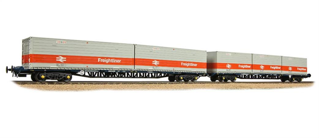 Bachmann OO 38-625A BR Pair of FGA Freightliner Outer Container Flat Wagons ISO Containers