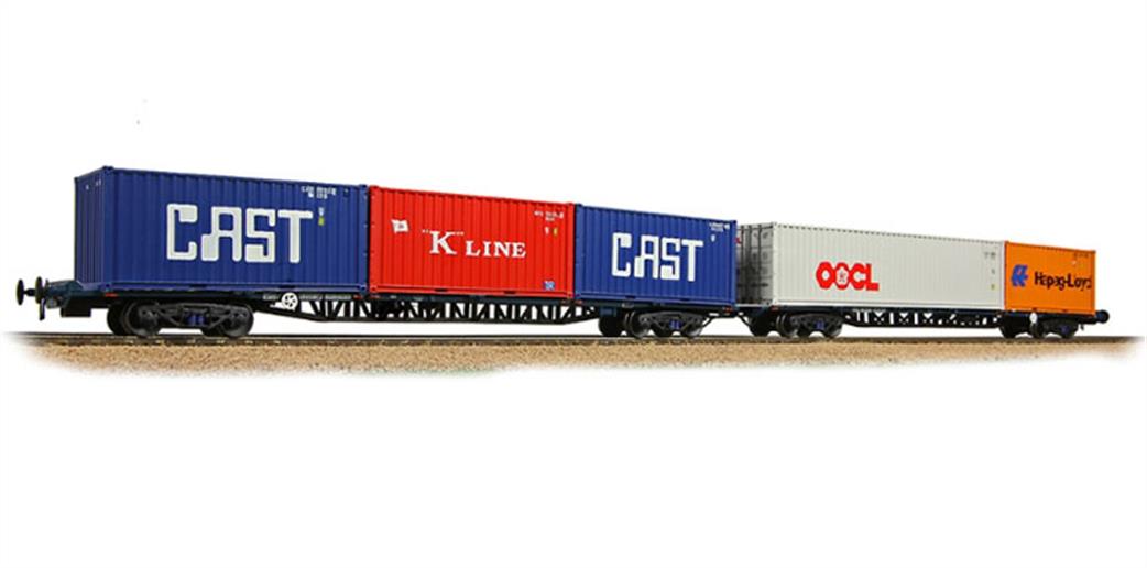 Bachmann OO 38-627A BR Pair of FGA Freightliner Outer Container Flat Wagons Maritime Containers