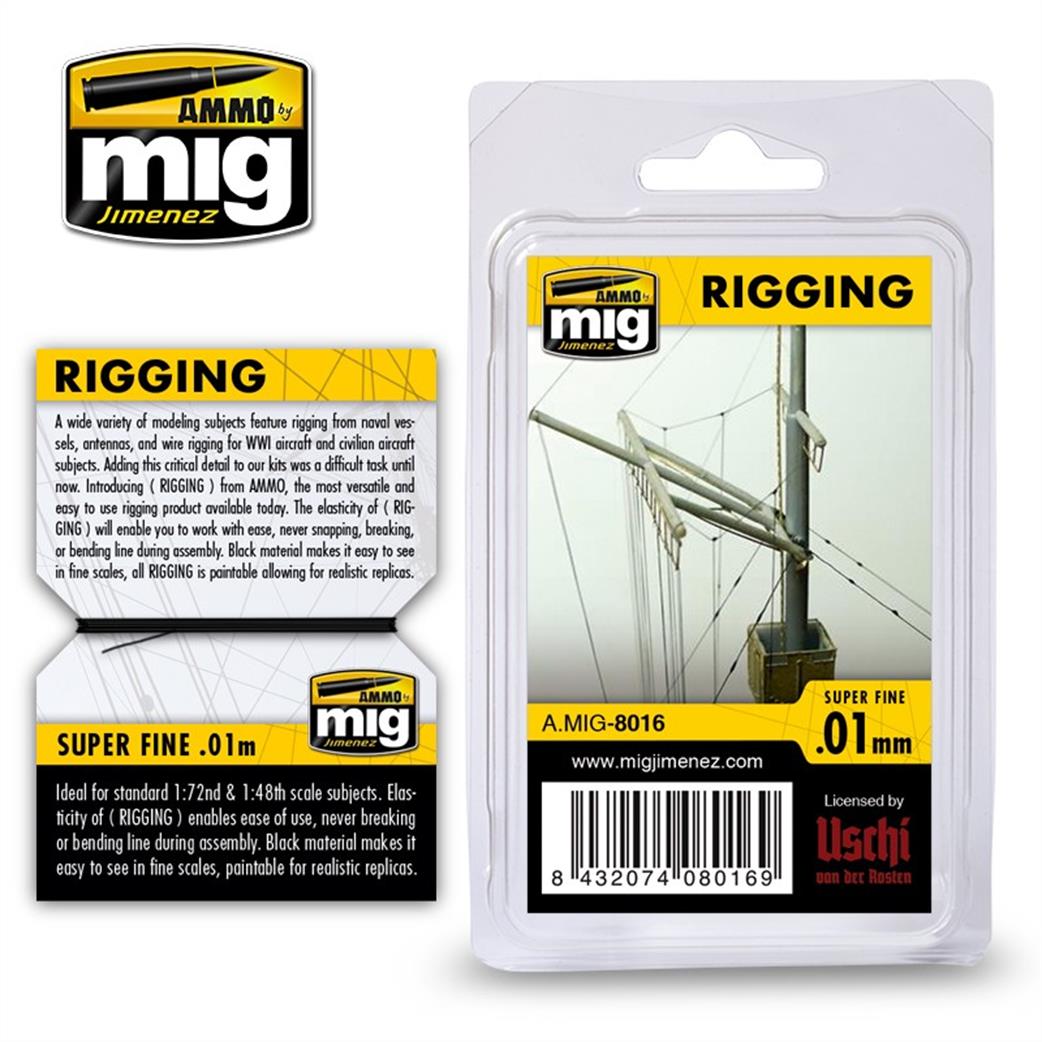 Ammo of Mig Jimenez  A.MIG-8016 0.01mm Superfine Elasticated Rigging Twine