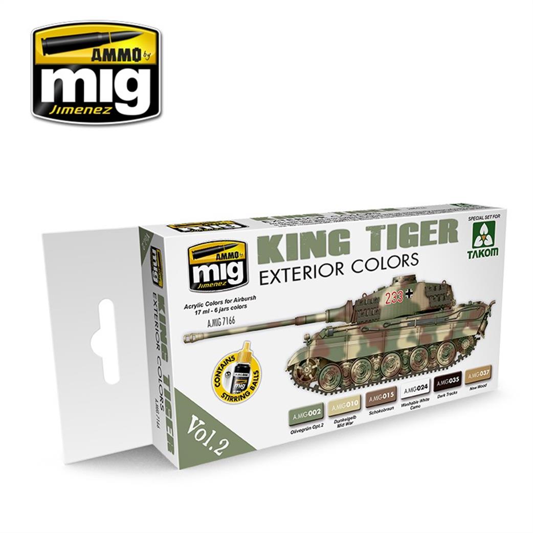 Ammo of Mig Jimenez  A.MIG-7166 King Tiger Exterior Colours 6 x 17ml Bottles