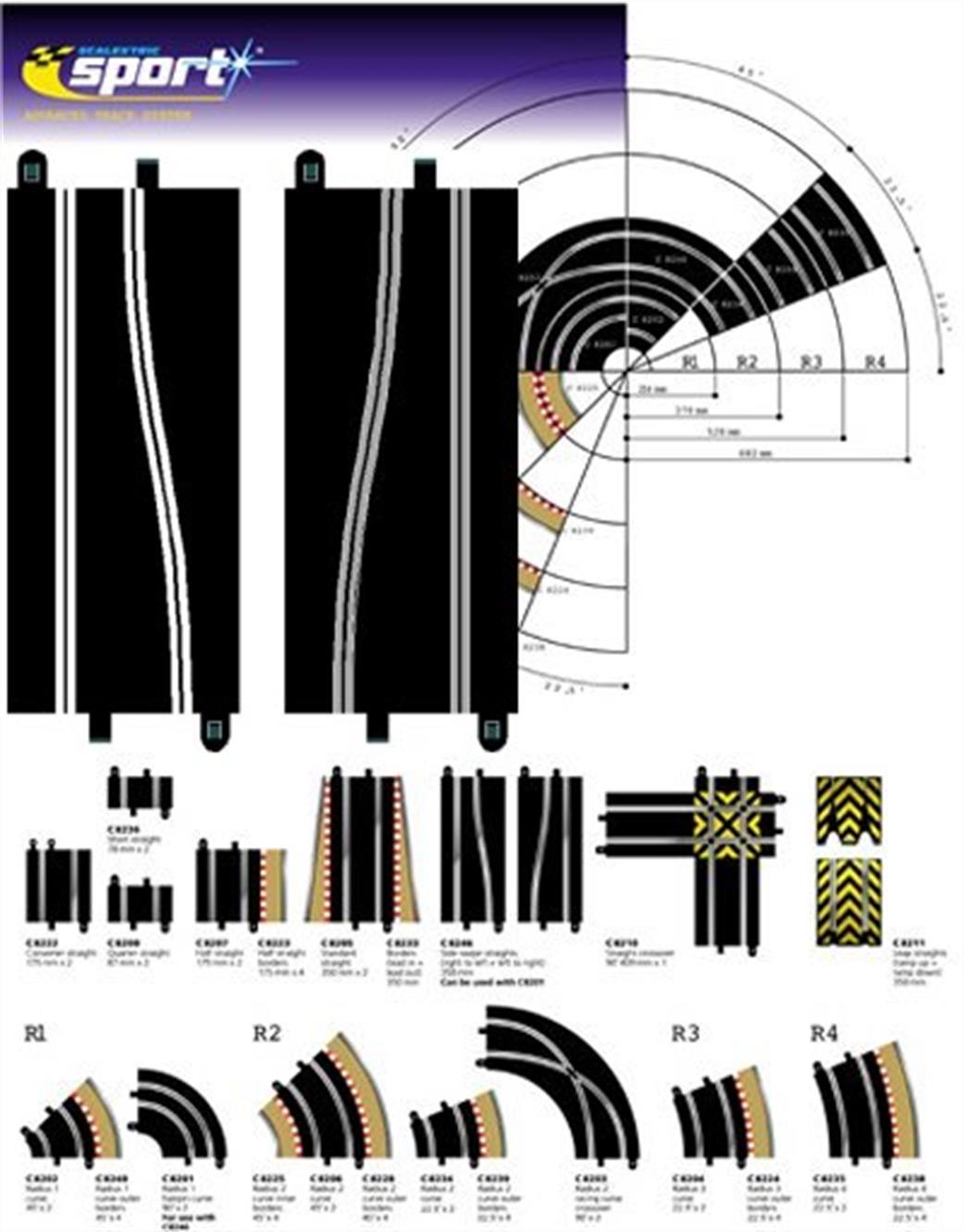 Scalextric 1/32 C8246 Sport Track Side Swipes 350mm