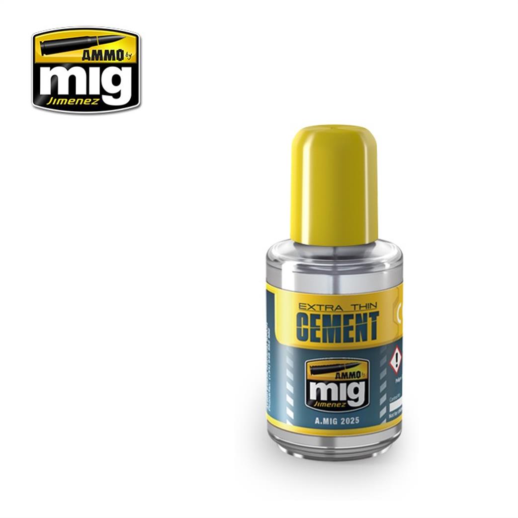 Ammo of Mig Jimenez  A.MIG-2025 Extra Thin Cement 30ml Bottle for Plastic kits