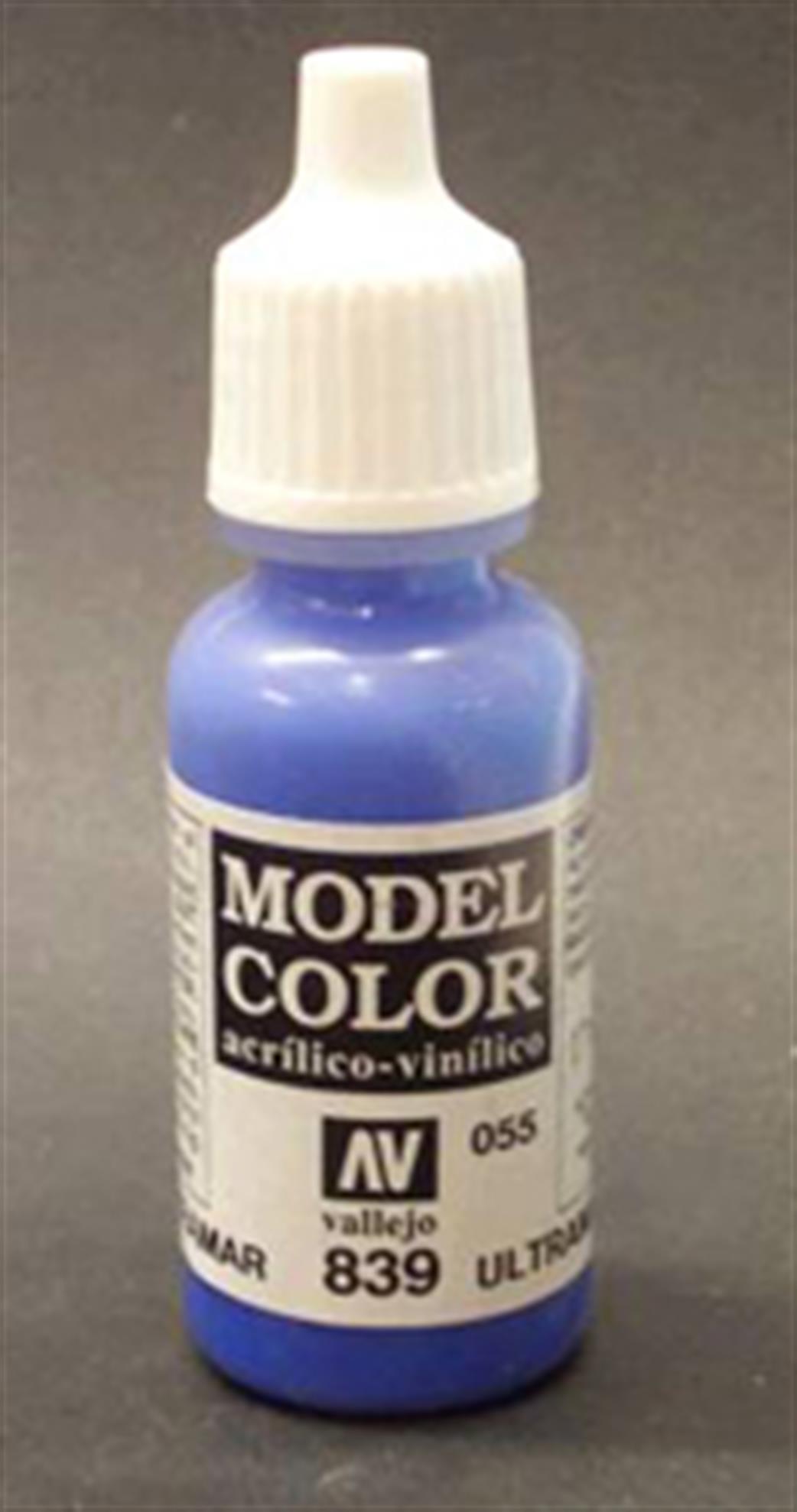 Vallejo  70839 839 Model Color Matt Ultramarine Acrylic Paint 17ml 055