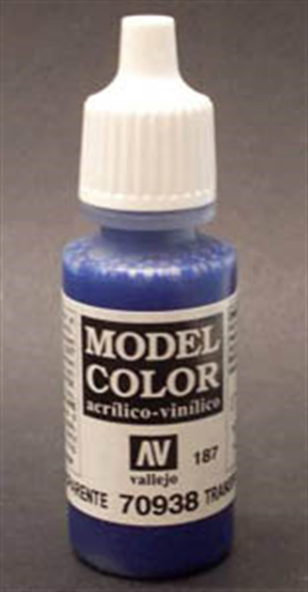 Vallejo  70938 938 Model Color Transparent Blue Acrylic Paint 17ml 187