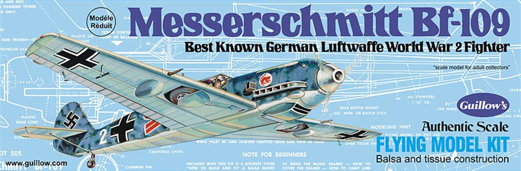 Guillows 1/32 505 Messerschmitt Bf-109 Balsa Flying Model Kit