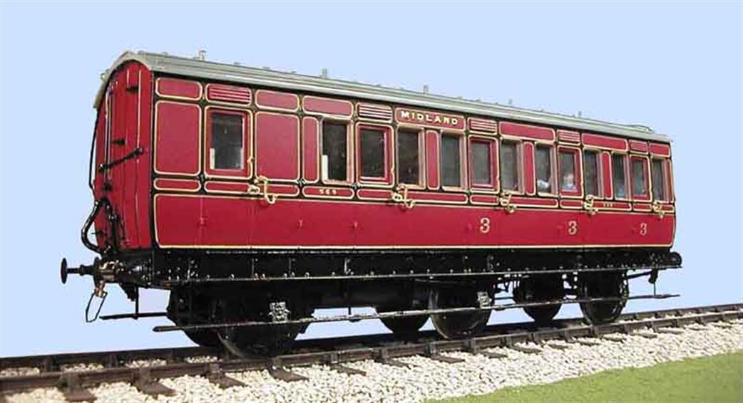 Slaters Plastikard O Gauge 7C011P MR/LMS Brake Third Class 6-Wheel Ready Painted Coach Kit (diagram 504)