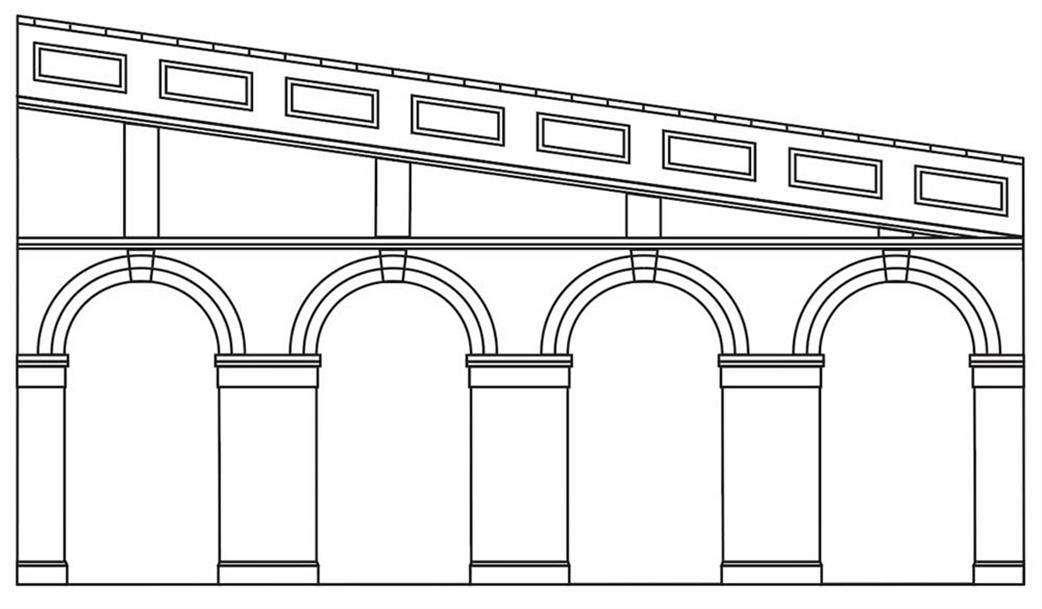 Hornby OO R7374 High Stepped Arched Red Brick Retaining Walls Skaledale Painted Resin Building
