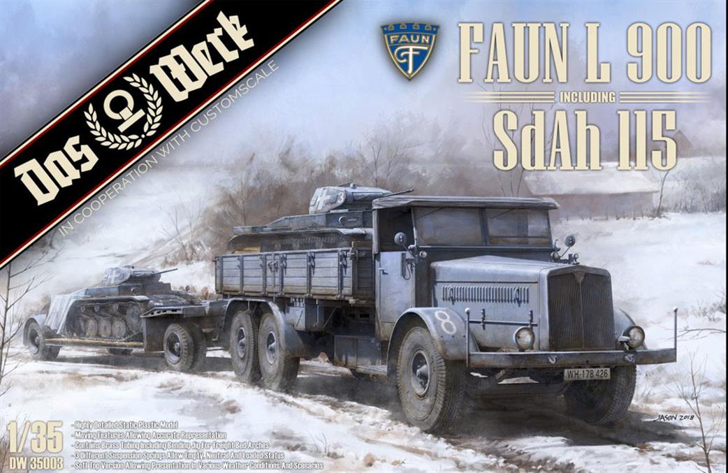 Das Werk 1/35 DW35003 Faun L900 And Sdah.115 Trailer German WW2 Transporter Quality Plastic Kit