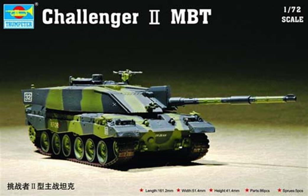 Trumpeter 1/72 07214 Challenger 11 British Modern MBT Plastic kit