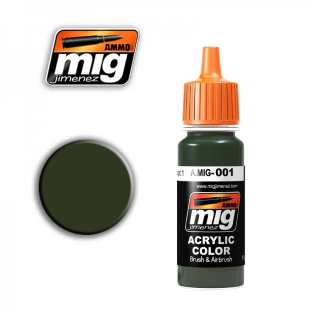 Ammo of Mig Jimenez  A.MIG-001 001 Olivegrun Opt 1 RAL 6003 Acrylic Paint