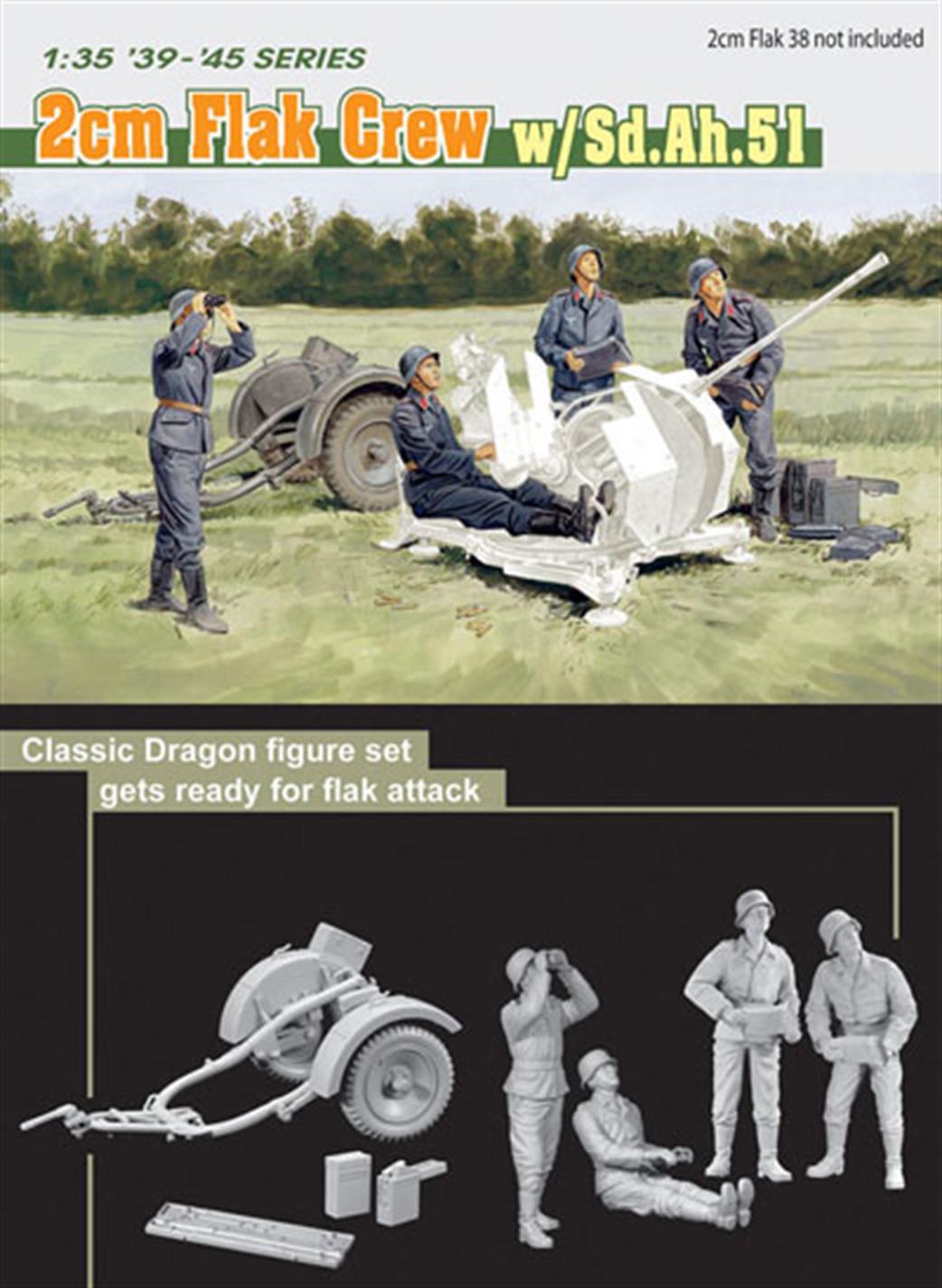 Dragon Models 1/35 6368 German 2cm Flak Artillery Crew with Sd.Ah.51 Trailer
