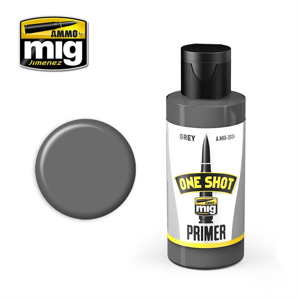 Ammo of Mig Jimenez  A.MIG-2024 One Shot Grey Primer 60ml jar